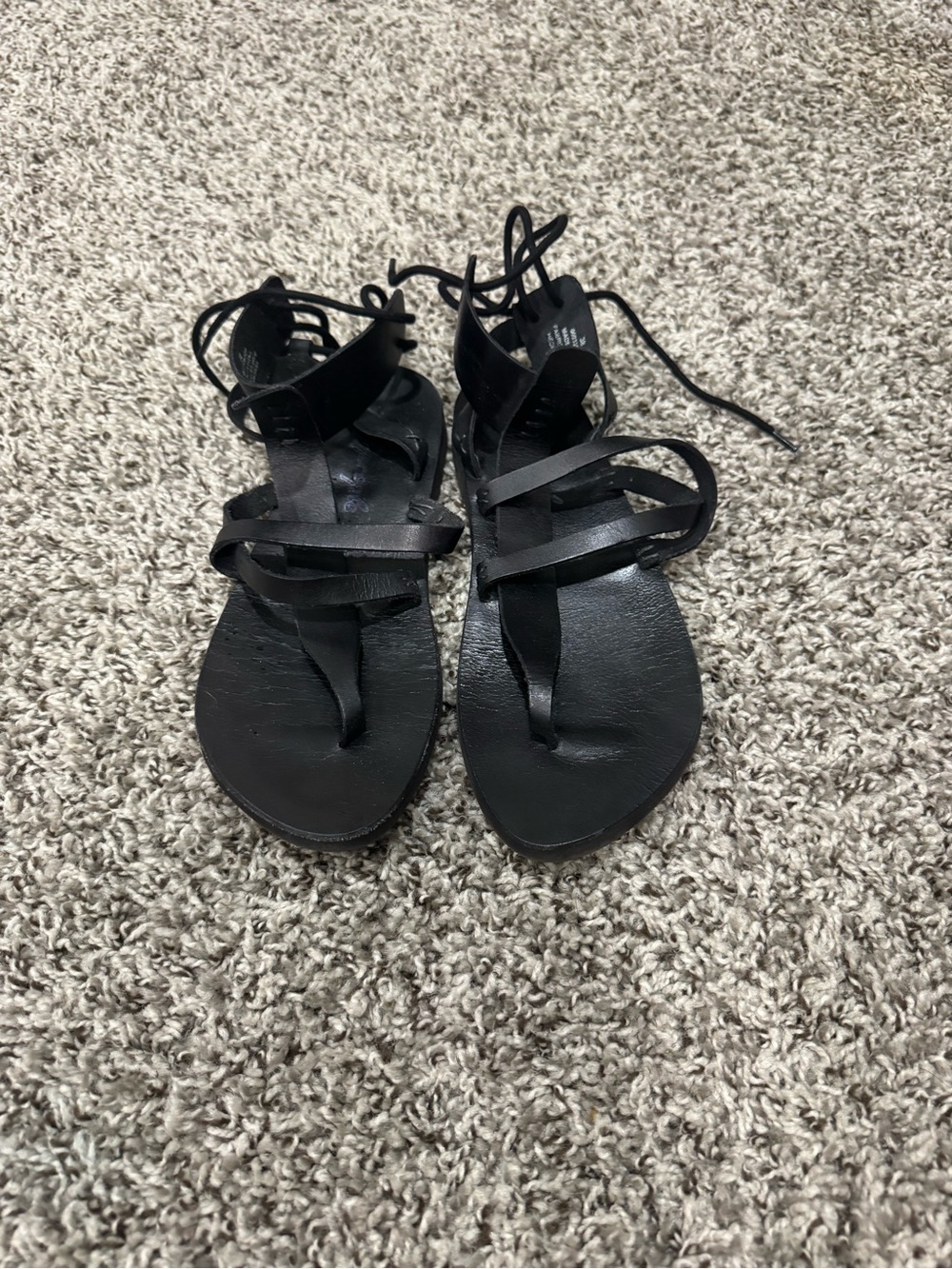 Free People Black Lace-Up Strappy Gladiator Sandals